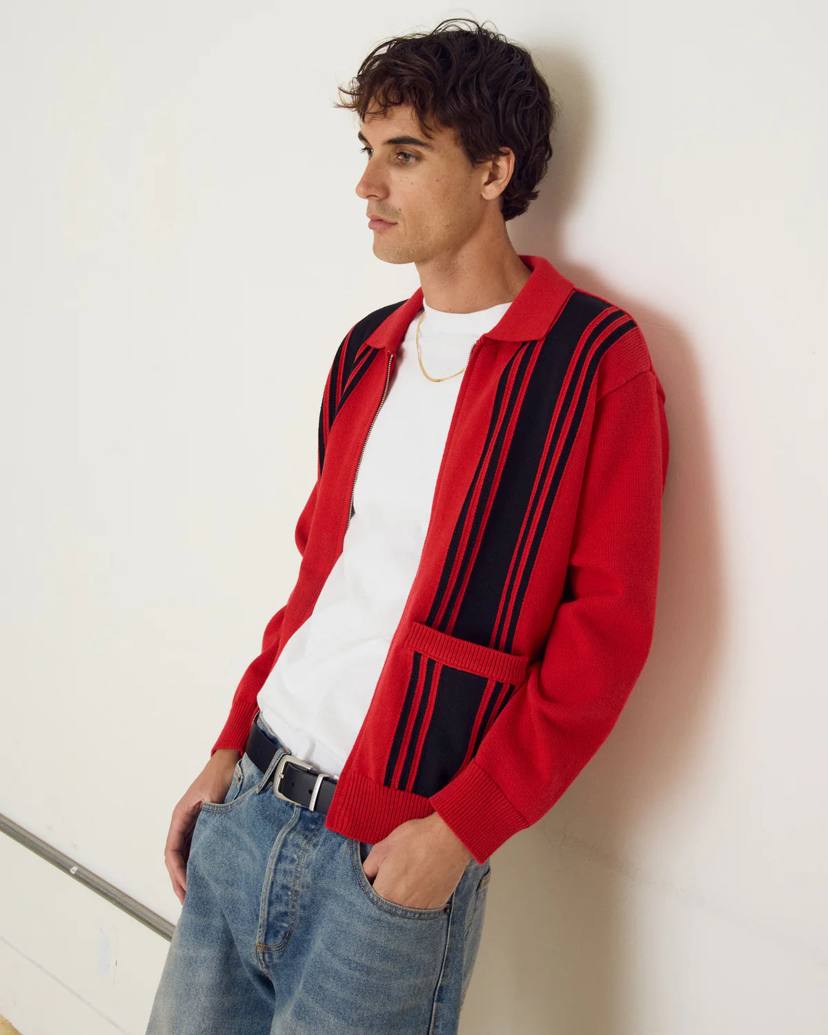 OBEY - MATT ZIP-UP SWEATER - RED MULTI