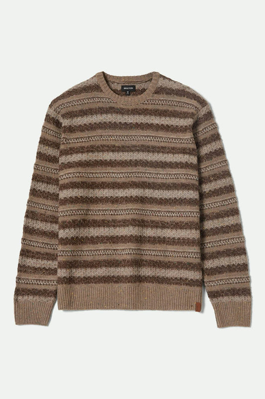 BRIXTON - MIDNIGHT CREW SWEATER - MULTI NEUTRAL STRIPE