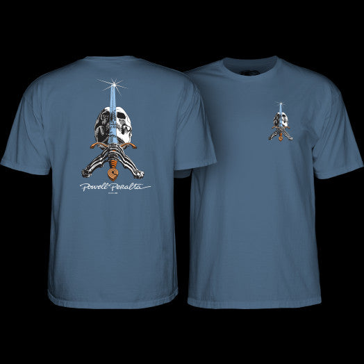 POWELL PERALTA - SKULL & SWORD TEE - INDIGO BLUE