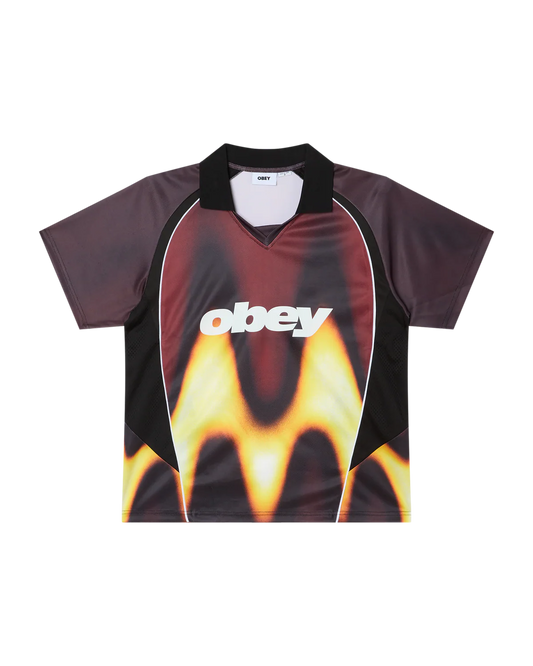 OBEY - BLURRED SOCCER JERSEY - BURNT RED MULTI