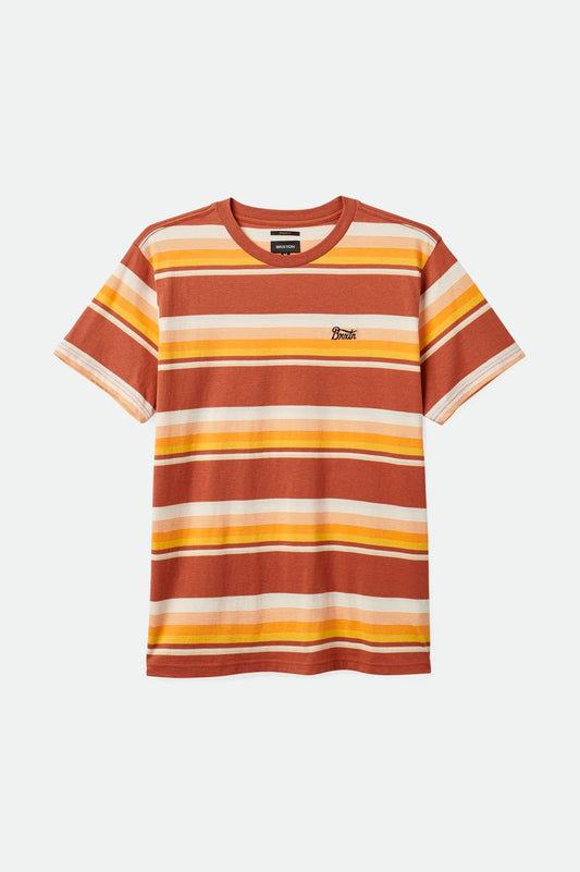 BRIXTON - HILT STITH S/S KNIT - TERRACOTTA/APRICOT/OFF WHITE