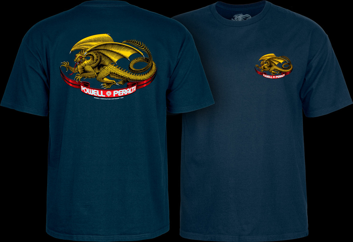 POWELL PERALTA - YOUTH PP OVAL DRAGON TEE - NAVY