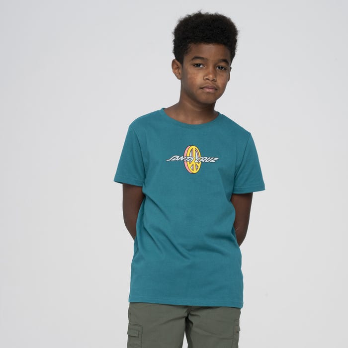 SANTA CRUZ - PEACE STRIP YOUTH TEE - VERDIGRIS