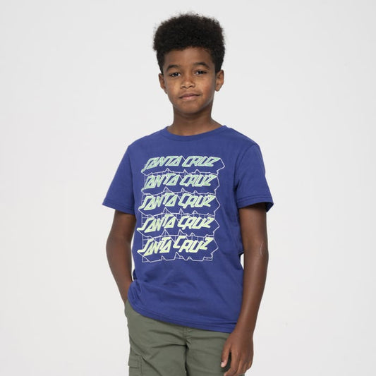 SANTA CRUZ - GRID STACKED YOUTH TEE - NAVY BLUE