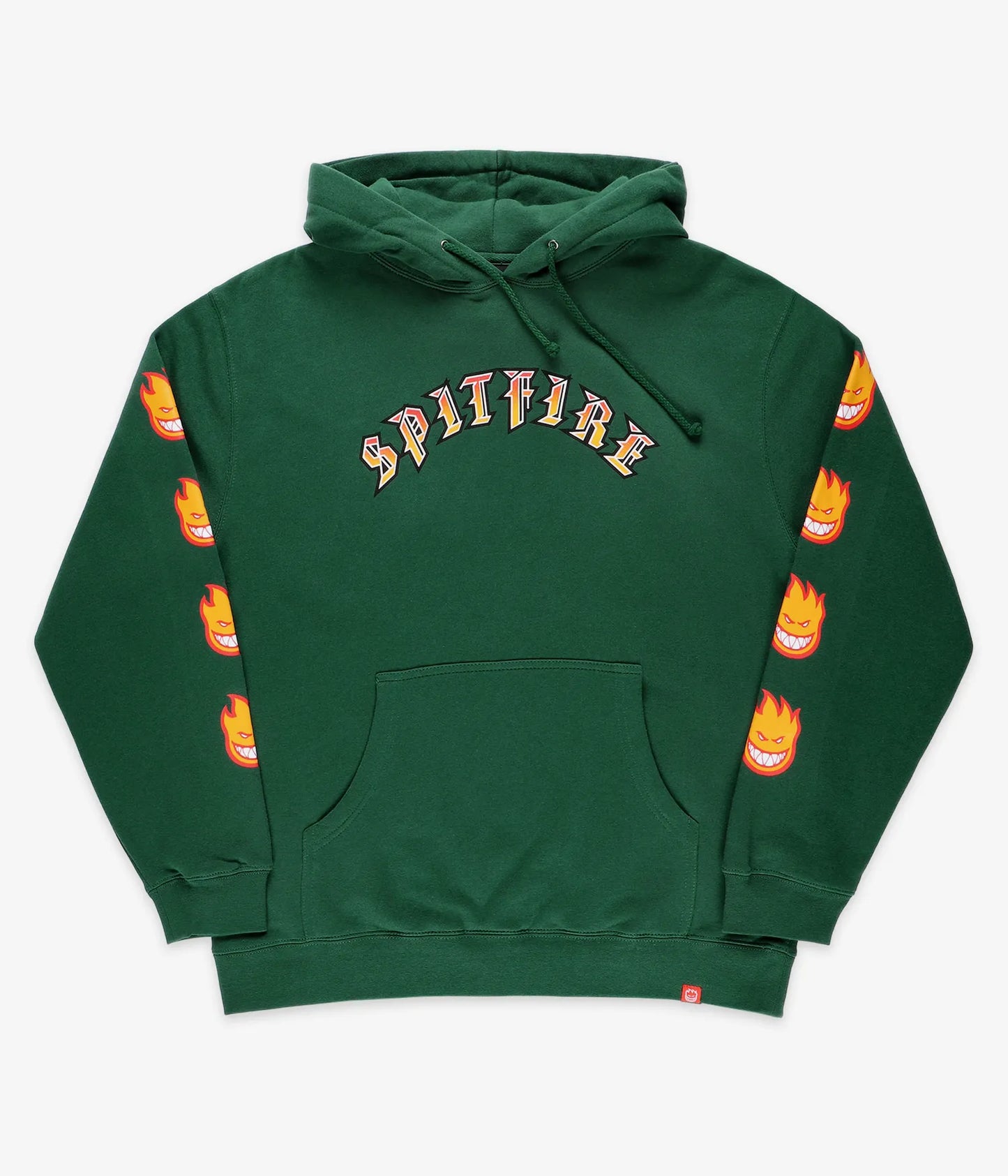 SPITFIRE - OLD E BIGHEAD FILL SLEEVE PULLOVER HOOD - DARK GREEN/GOLD/RED