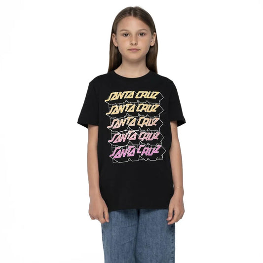 SANTA CRUZ - GRID STACKED YOUTH TEE - BLACK