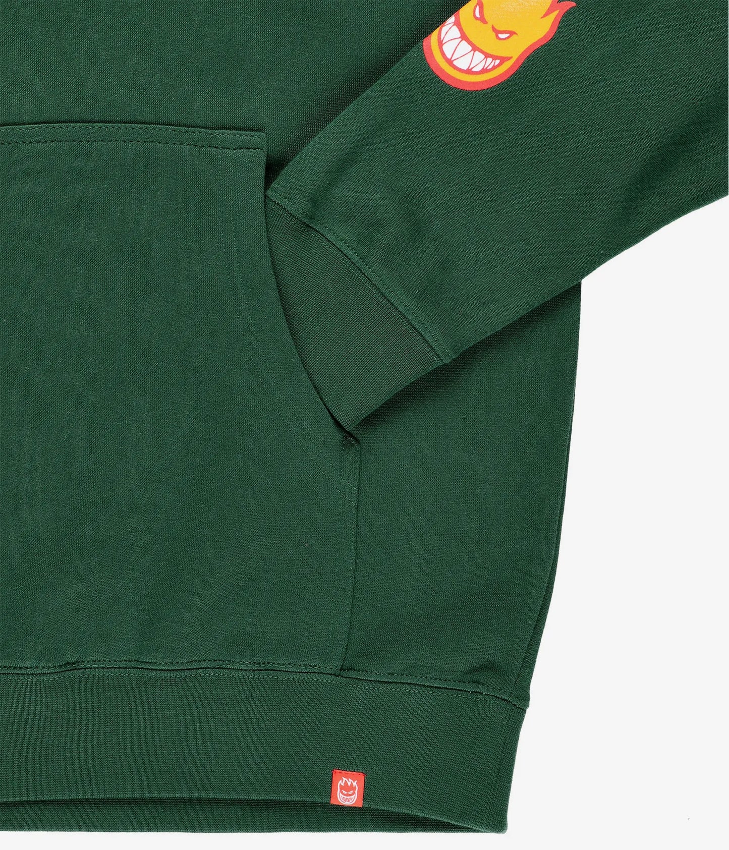 SPITFIRE - OLD E BIGHEAD FILL SLEEVE PULLOVER HOOD - DARK GREEN/GOLD/RED