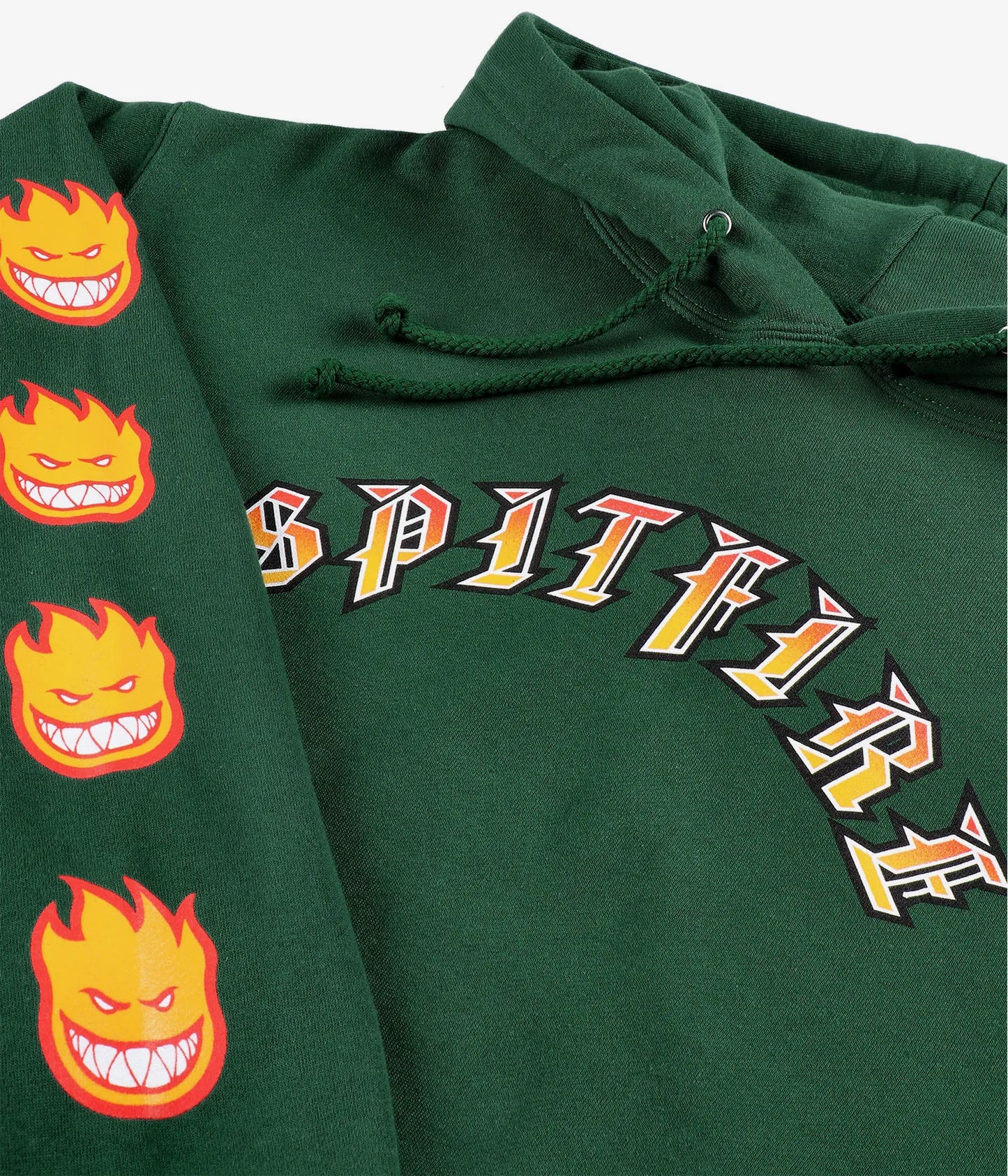 SPITFIRE - OLD E BIGHEAD FILL SLEEVE PULLOVER HOOD - DARK GREEN/GOLD/RED