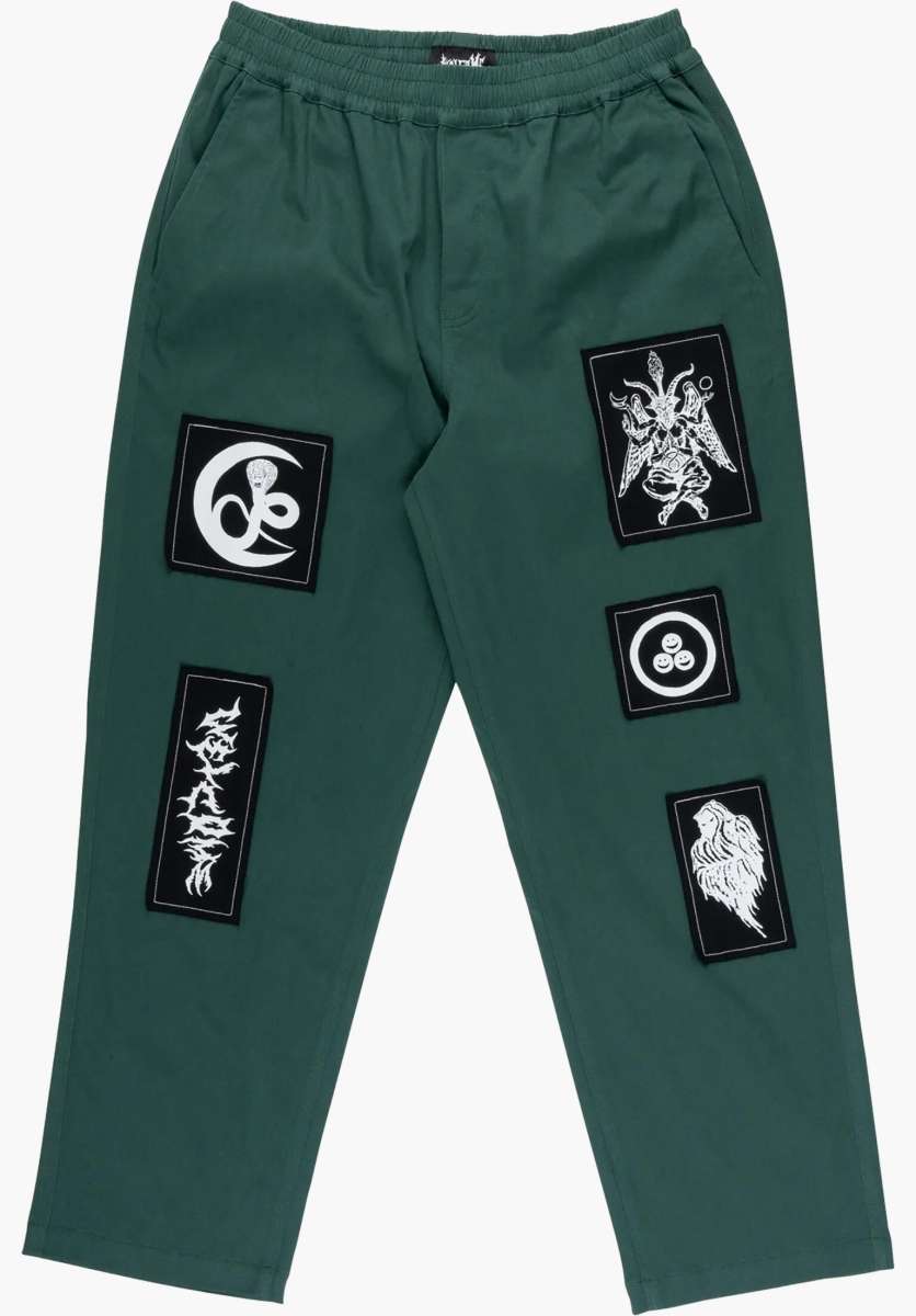 WELCOME - VOLUME ELASTIC CHINO WORKPANT W. PATCHES - EVERGREEN