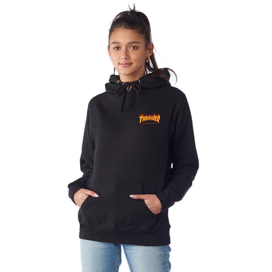 SANTA CRUZ x THRASHER - THRASHER FLAME DOT GIRL HOOD - BLACK