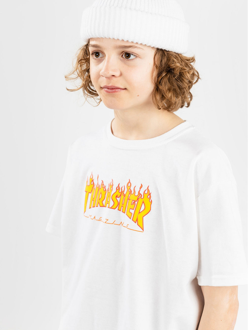 THRASHER - YOUTH FLAME TEE - WHITE