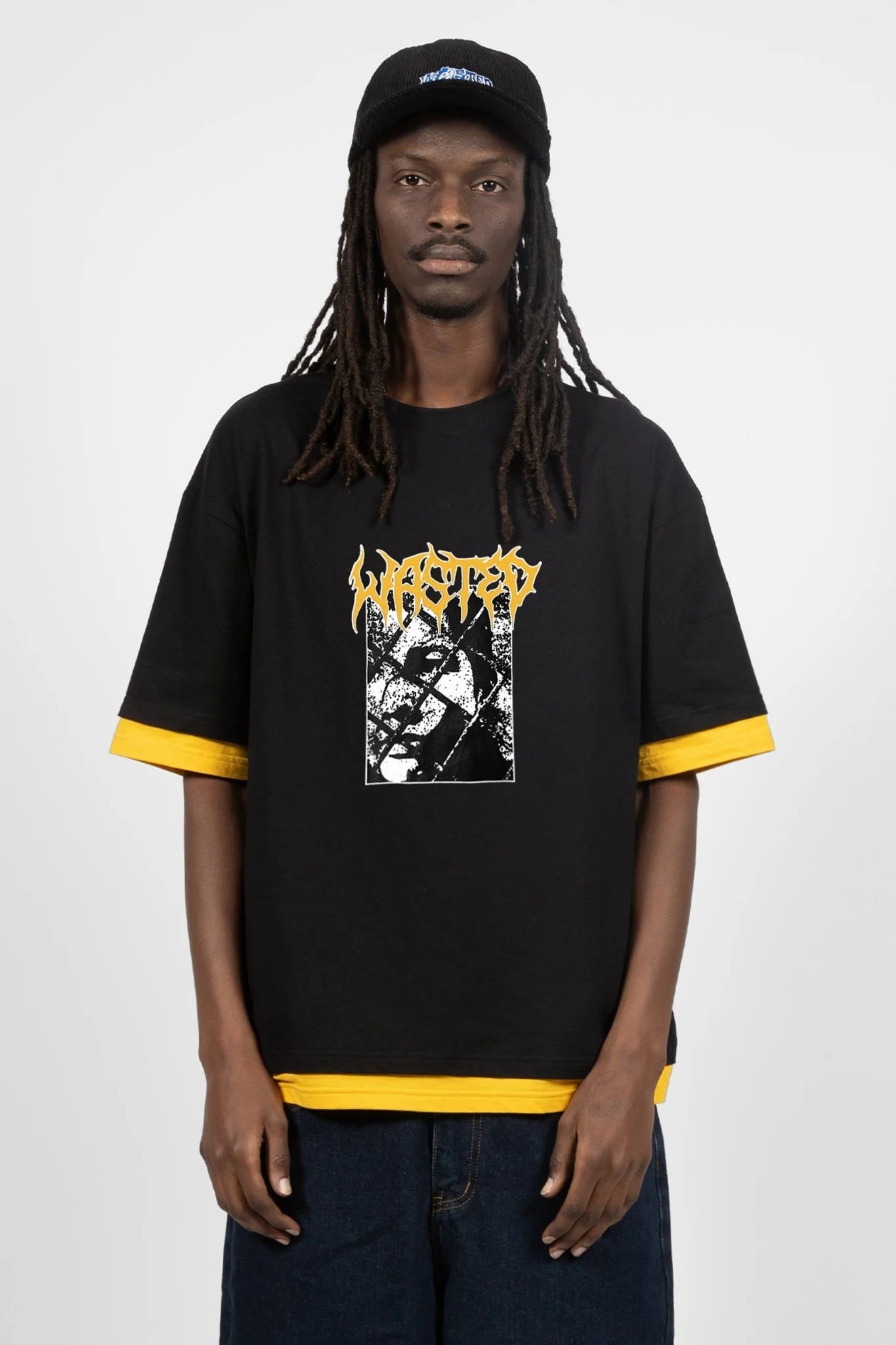 WASTED PARIS - NINE WIRE TEE - BLACK/GOLDEN YELLOW