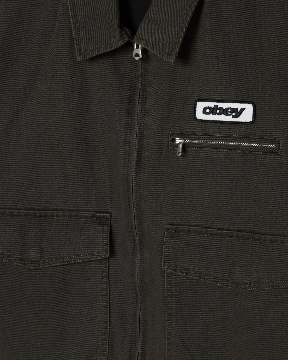 OBEY - WALTER WORK WOMENS JACKET - BLACK FADED WASH