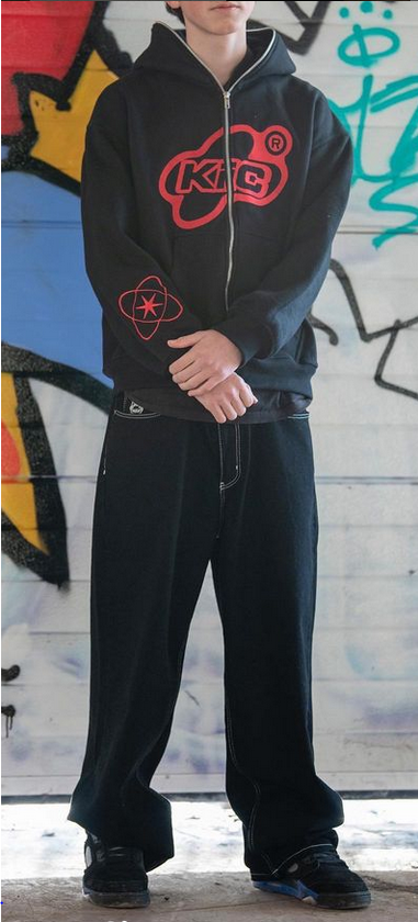 KEEP IT CLEAN - LOOSE PANTS - BLACK/WHITE SEAMS