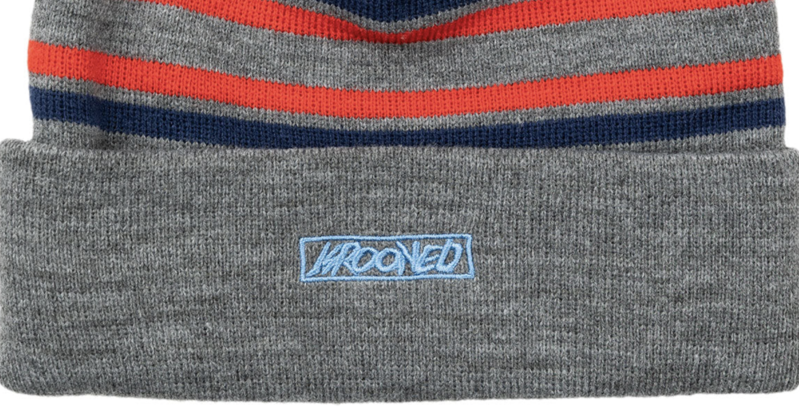 KROOKED - MOONSMILE SCRIPT CUFF BEANIE - CHARCOAL HEATHER/BLUE/RED