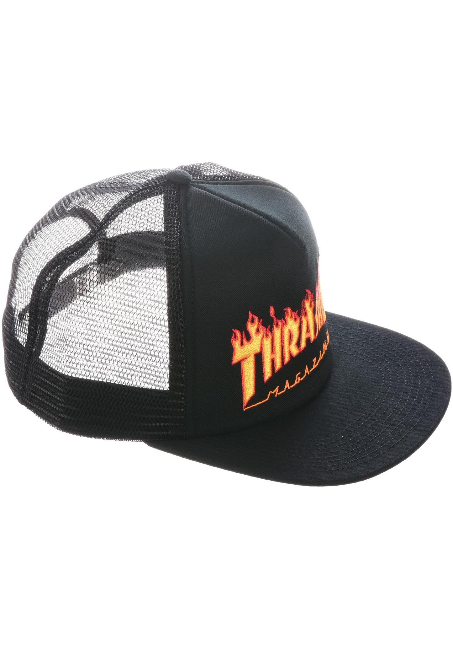 THRASHER - FLAME EMB MESH CAP - BLACK