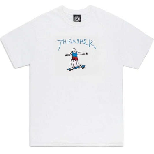 THRASHER - GONZ LOGO S/S TEE - WHITE/BLUE