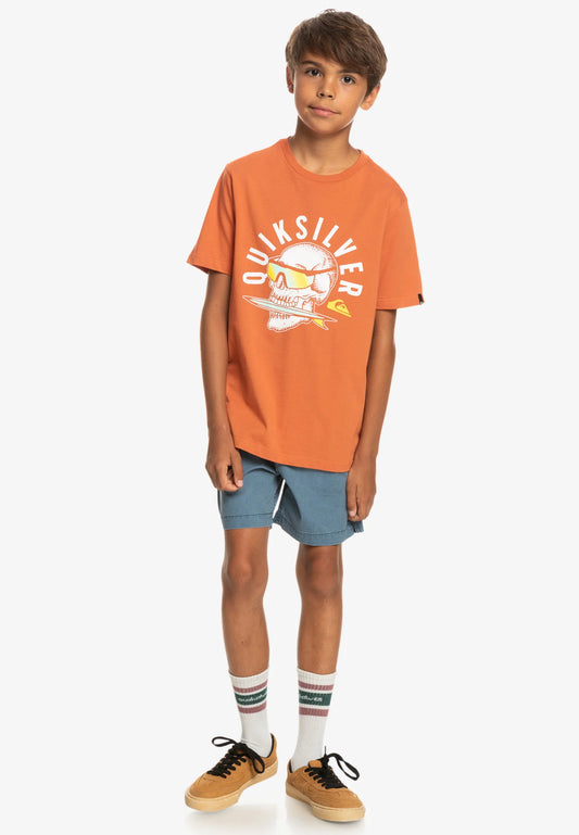 QUIKSILVER - QS ROCKIN SKULL SS YTH - MECCA ORANGE