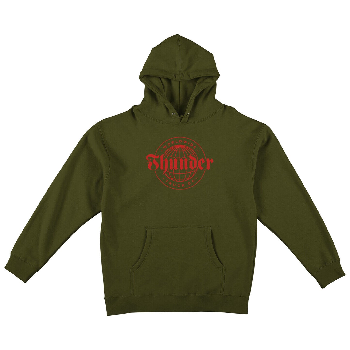 THUNDER - WORLDWIDE PULLOVER HOODED SWEATSHIRT - ARMY/RED
