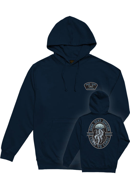 DARK SEAS - TRANSLUCENT HOODED SWEAT - NAVY