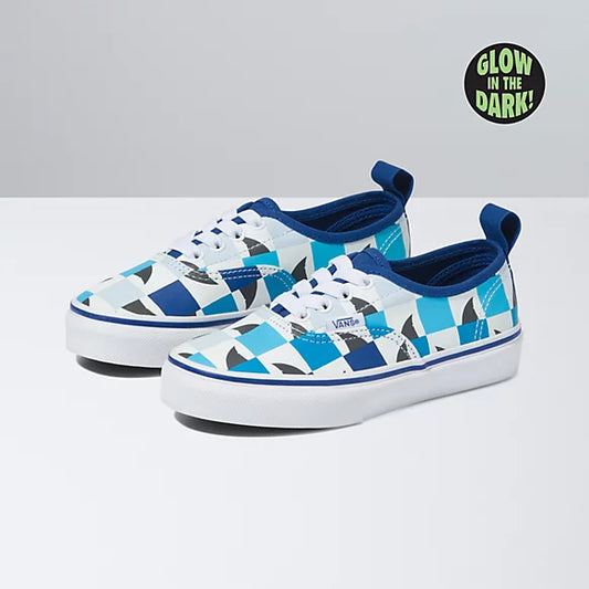 VANS - UY AUTHENTIC ELASTIC LACE (GLOW CHECKERBOARD SHARKS) - LIMOGES/TRUE WHITE