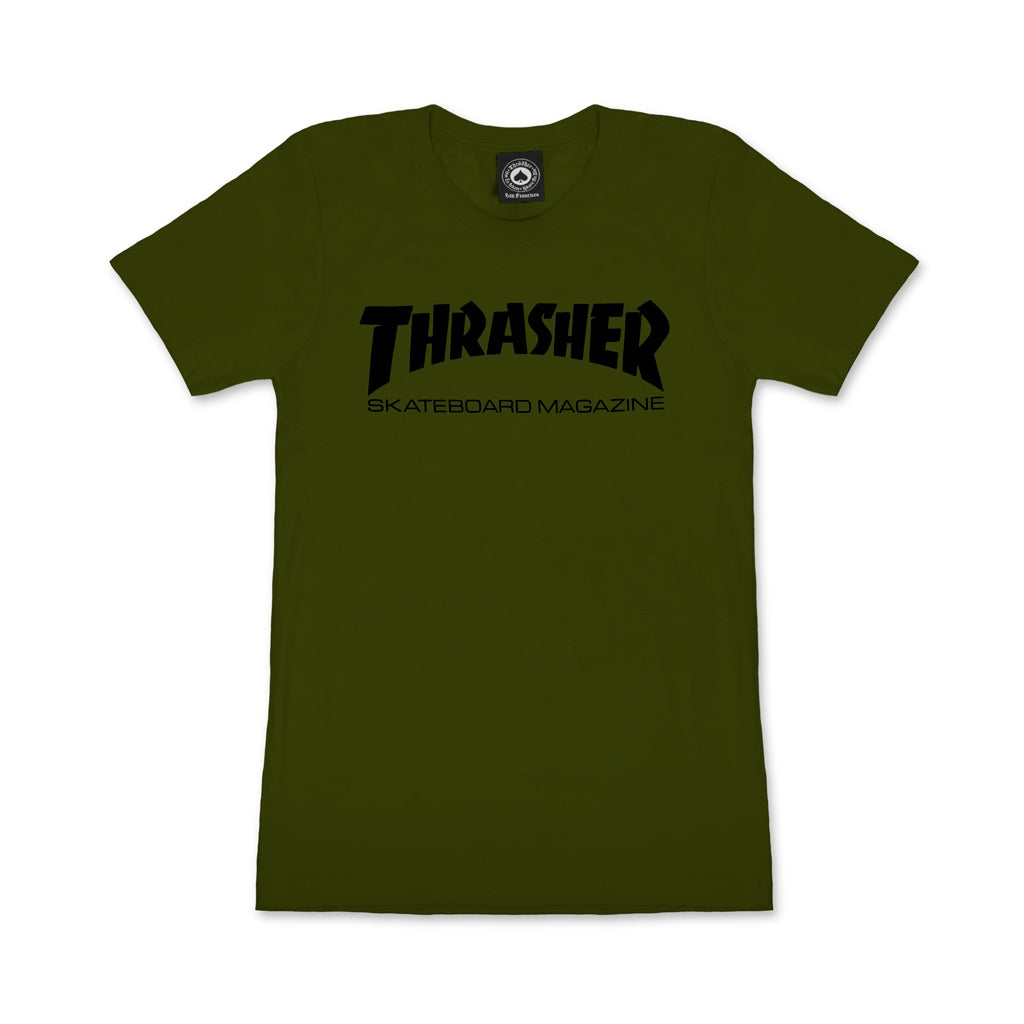 THRASHER - GIRLS SKATE MAG TEE - OLIVE GREEN