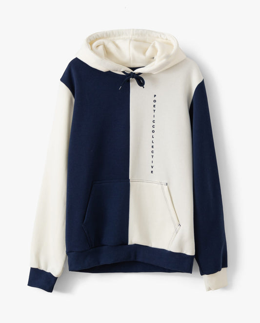 POETIC COLLECTIVE - BLOCK COLOR HOODIE - OFF WHITE/NAVY