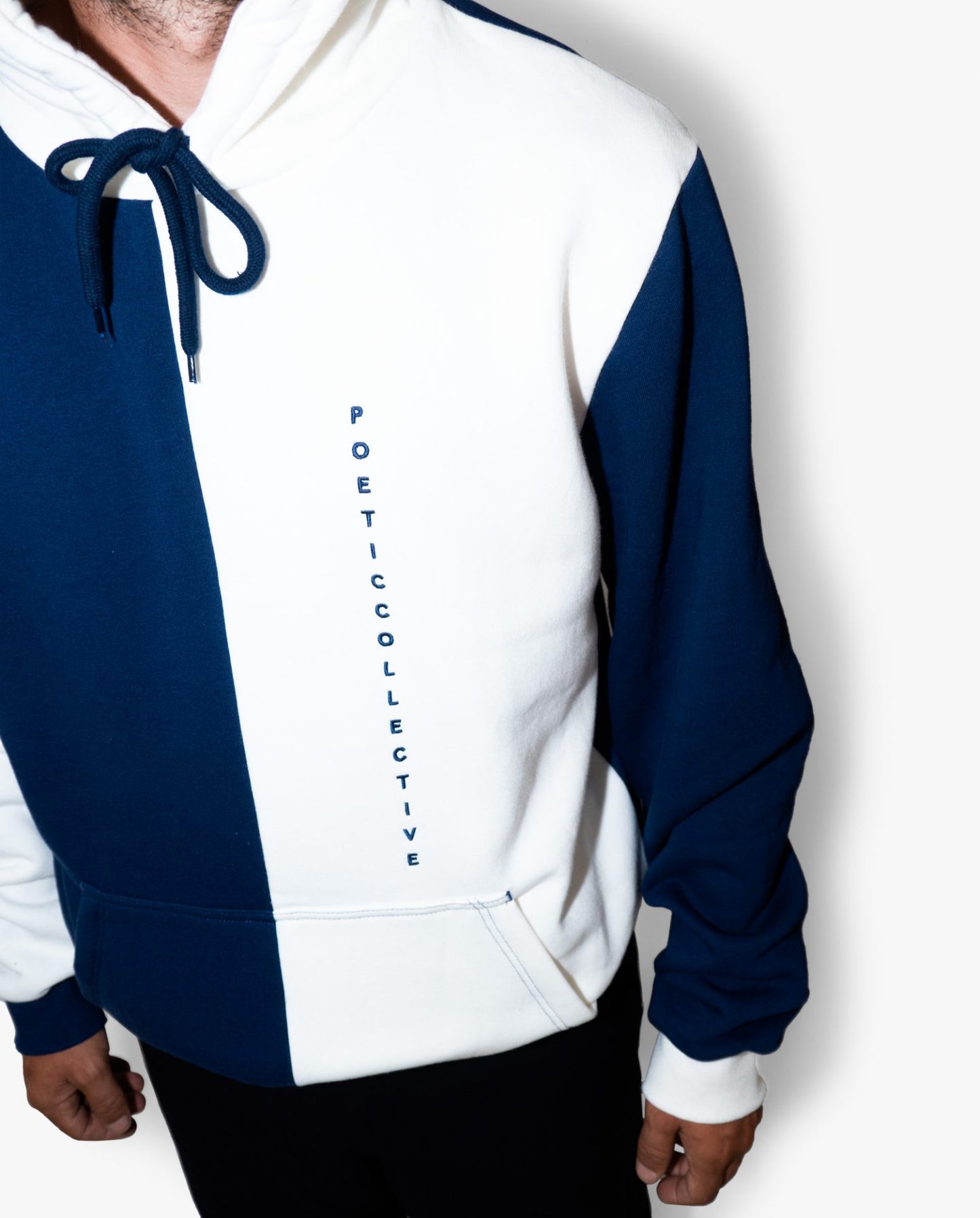 POETIC COLLECTIVE - BLOCK COLOR HOODIE - OFF WHITE/NAVY