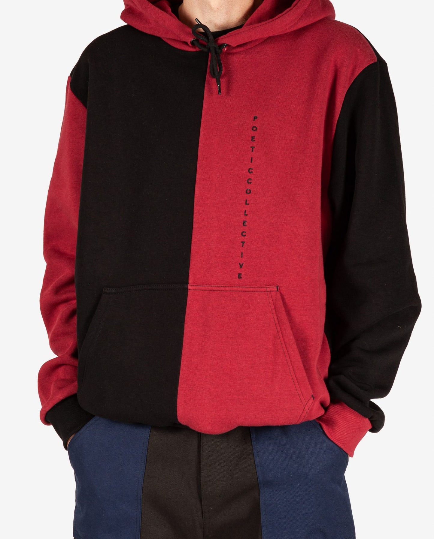 POETIC COLLECTIVE - COLOR BLOCK HOODIE - BLACK/RED